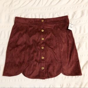 Burgundy Velvet High Wasted Mini Skirt